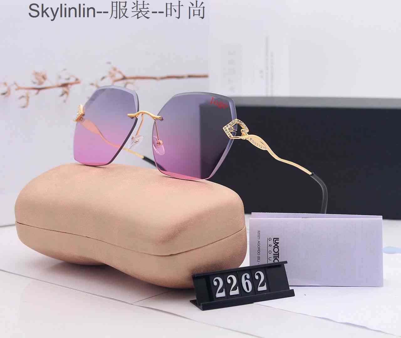 

Overseas Trimming Polygonal sun Glasses Color Gradient Mens Luxury\u00A0designer Luxury designer Sunglasses for women brands, White;black