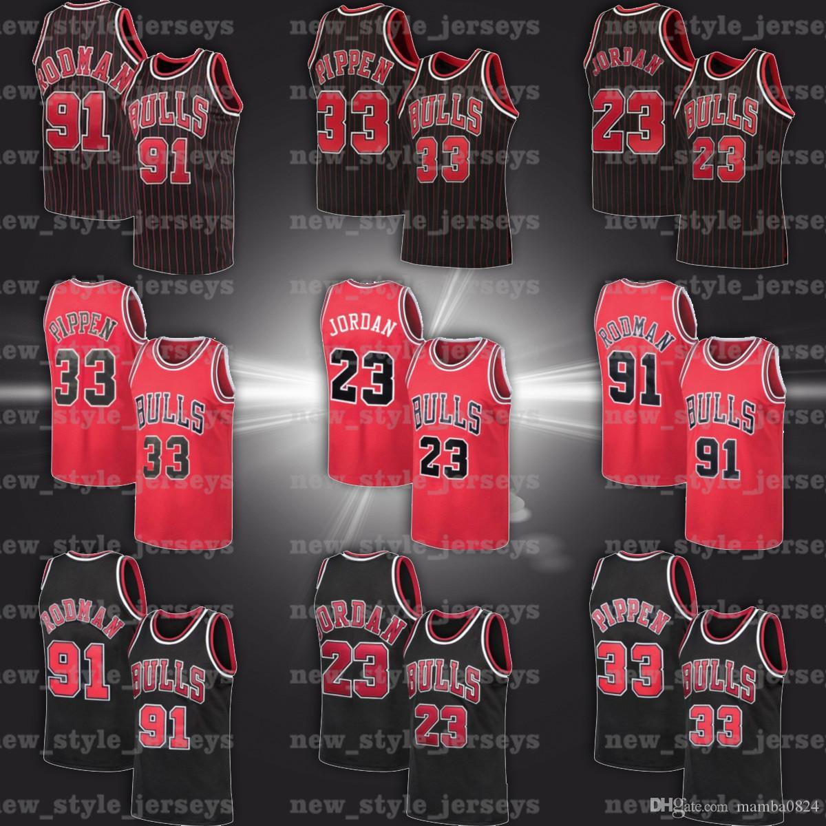 

Michael Kid Jordon Chicago Bulls Jersey 91 Dennis Scottie Rodman 33 Pippen NCAA z1 Mitchell Ness Hardwood Basketball Jerseys, Black;red