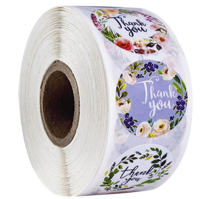 

500PCS Roll 2.5cm 1 inch Thank You so much Round Adhesive Stickers Label For Holiday Presents Business Festive Decoration