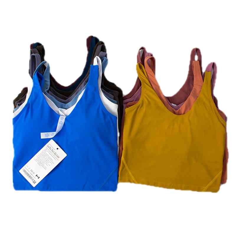 

Yoga Outfit Fitness Supplies Lulu Nieuwe Vrouwen Zomer Sexy T-shirt Solid Naadloze Sportbeha Crop Tank Top Met Ingebouwde Bh tops Mouwloos