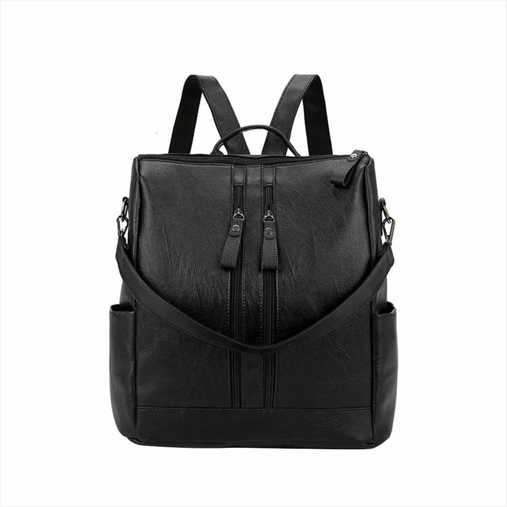 

fashion womens ladies pu leather backpacks bag large capacity shoulder travel black