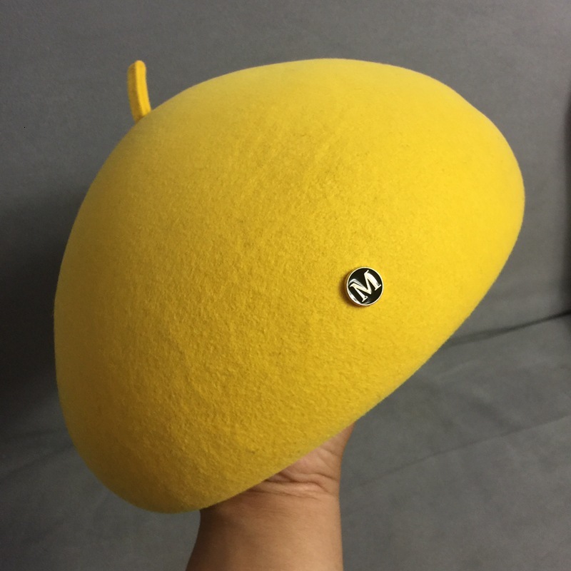 

2021 New Fashion Wool Felt Ladies Pillbox Yellow Beret French Style Artist Beanie Adjustable Women Winter Cap Outdoor Hat 5t4h