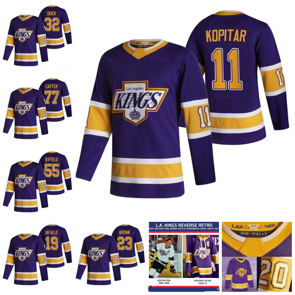 

Youth Los Angeles Kings 2021 Reverse Retro Jersey Jeff Carter Adrian Kempe Dustin Brown Anze Kopita Dustin Brown Jonathan Quick Drudi, Youth 2021 reverse retro jersey