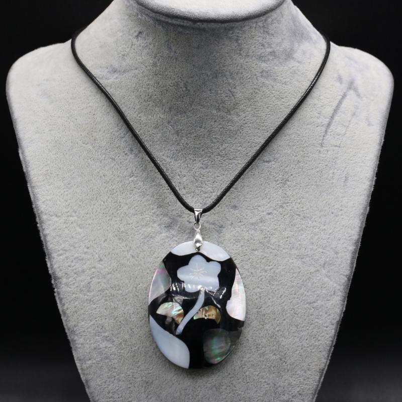 

Pendant Necklaces Charm 100% Natural Vintage Printing Abalone Shell Necklace Men And Women Daily Banquet Wear Exquisite Holiday Gifts