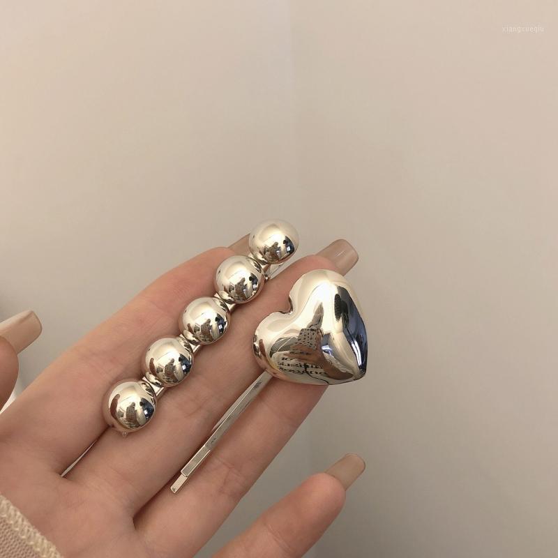 

Hair Clips & Barrettes Korean Fashion Sweet Metal Heart Shape Pins Accessories For Women Temperament Headwear Harajuku, Golden;silver