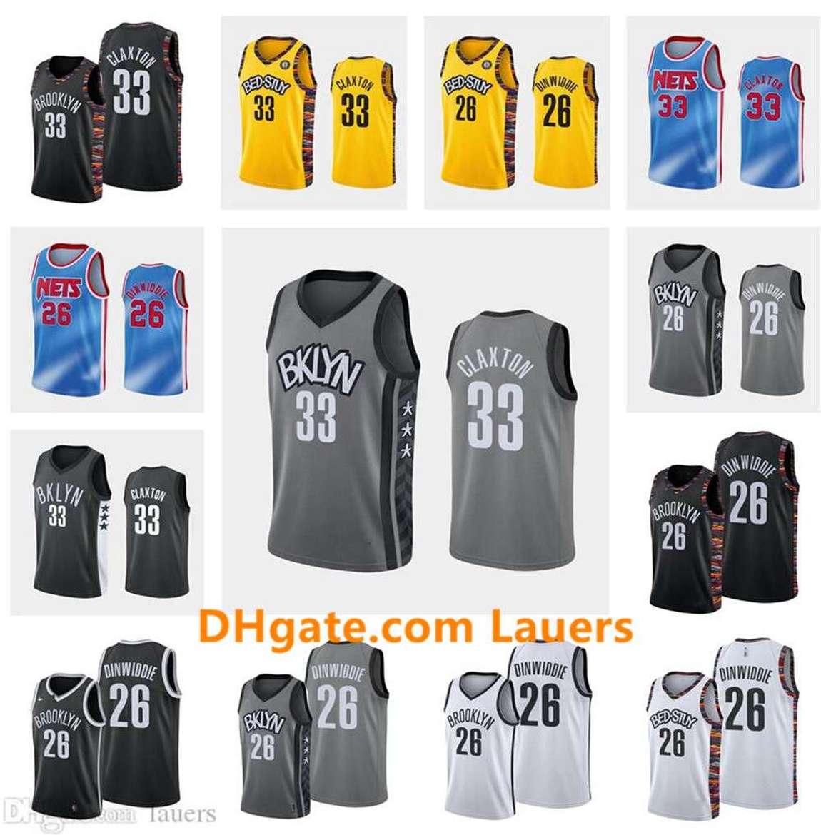 

Custom Jersey 33 Nicolas Claxton New Brooklyn Nets 26 Spencer Dinwiddie City Blue Gray Black White Basketball Jerseys, Black;red
