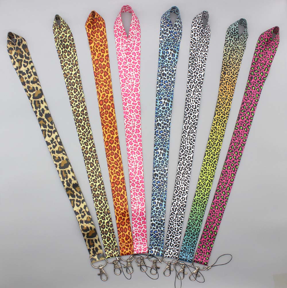 

Cartoon Mobile Phone Straps Lanyard Color Leopard Print Long Key Neck With Employee Card Rope Buckle