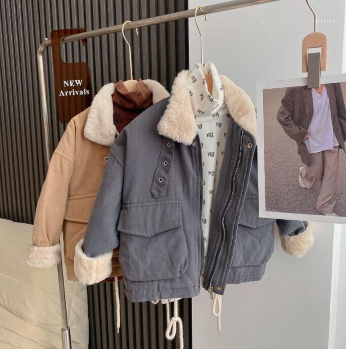 

Jackets 2021 Arrival Girls Boys Thicken Coat Winter Full Sleeve Fashion Kids Coats 2-8 Years HS264, Blue;gray