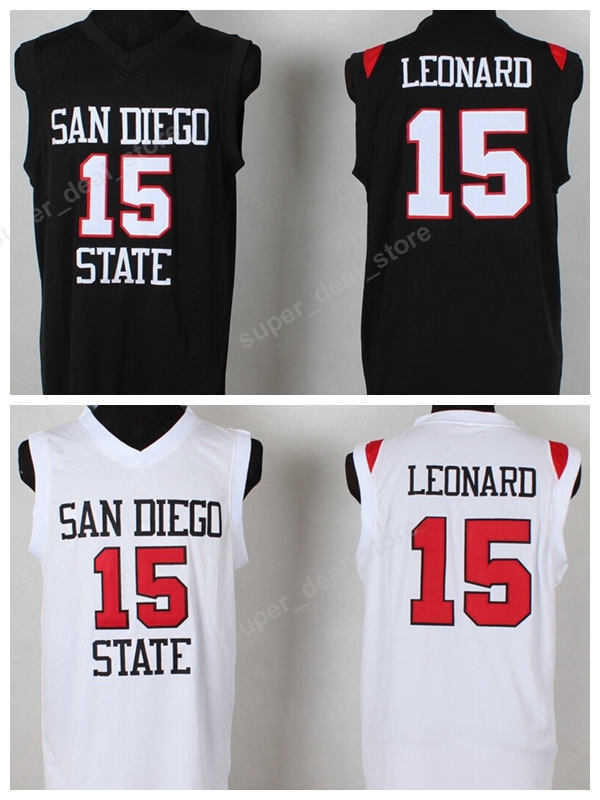 

High/Top College San Diego State Jerseys Basketball Black White 15 Kawhi Leonard Jersey Men All Stitched Color Sport Quality