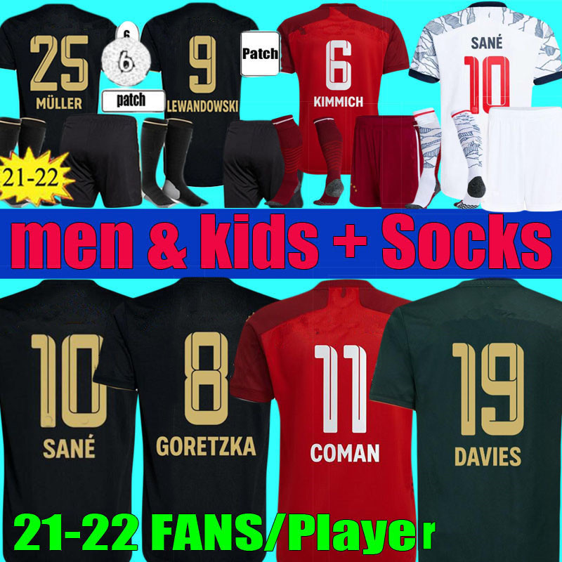 

soccer jersey 21 22 LEWANDOWSKI SANE GORETZKA muNich COMAN MULLER DAVIES football shirt Men Kids kit 2021 2022 HUMANRACE fourth 4th, Fans away jersey