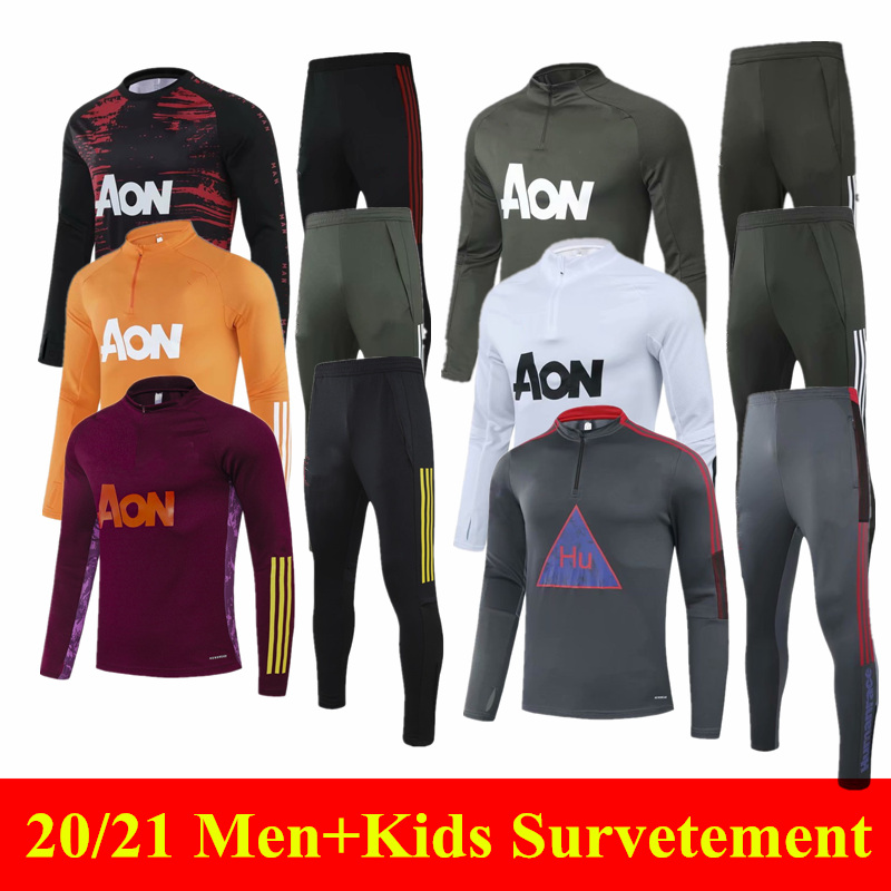 

ROONEY UTD RASHFORD Long Sleeve Training Suits 2021Men+Kids Tracksuit GREENWOOD CAVANI Thai Quality 20 21 POGBA B. FERNANDES WAN BISSAKA Sur, Gray;blue