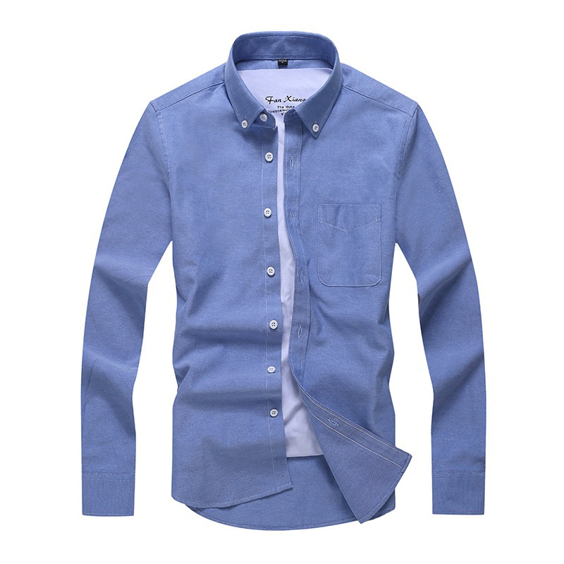 

New Male Mode 2021 Manga Long Business Solid Turn-neck Plus Size 5xl Work Shirt Casual Clothes Spb8, White