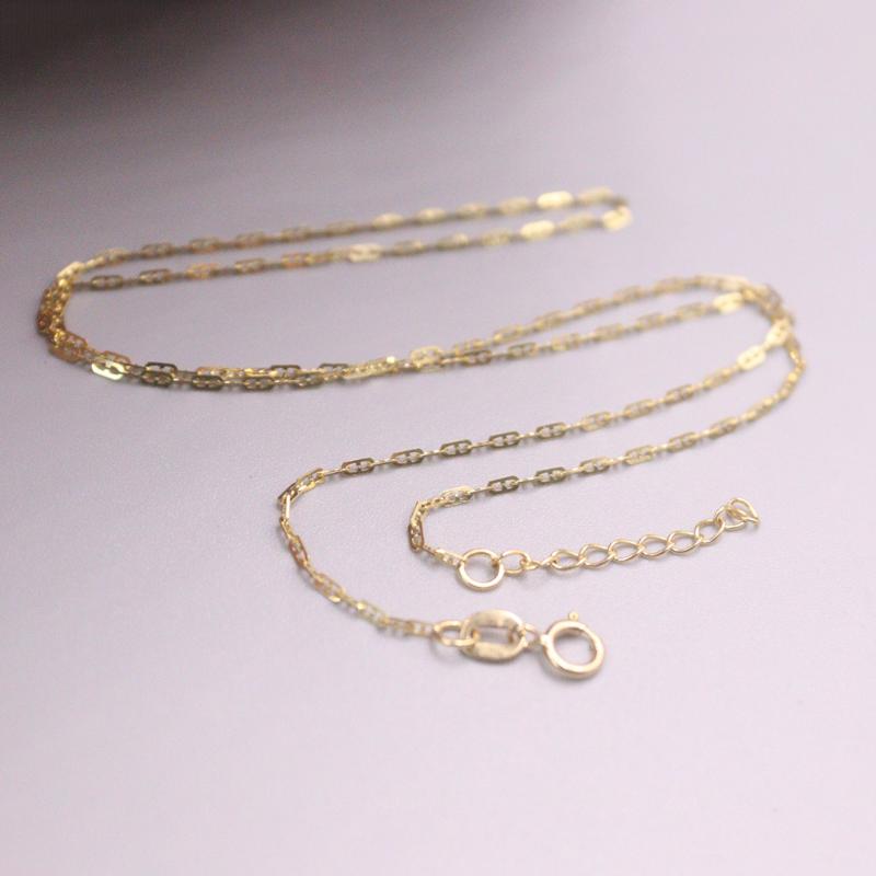 

Chains Au750 Real 18K Yellow Gold Chain Neckalce For Women Female 1.1mmW Thin Anchor Rolo Necklace 16''L Jewelry