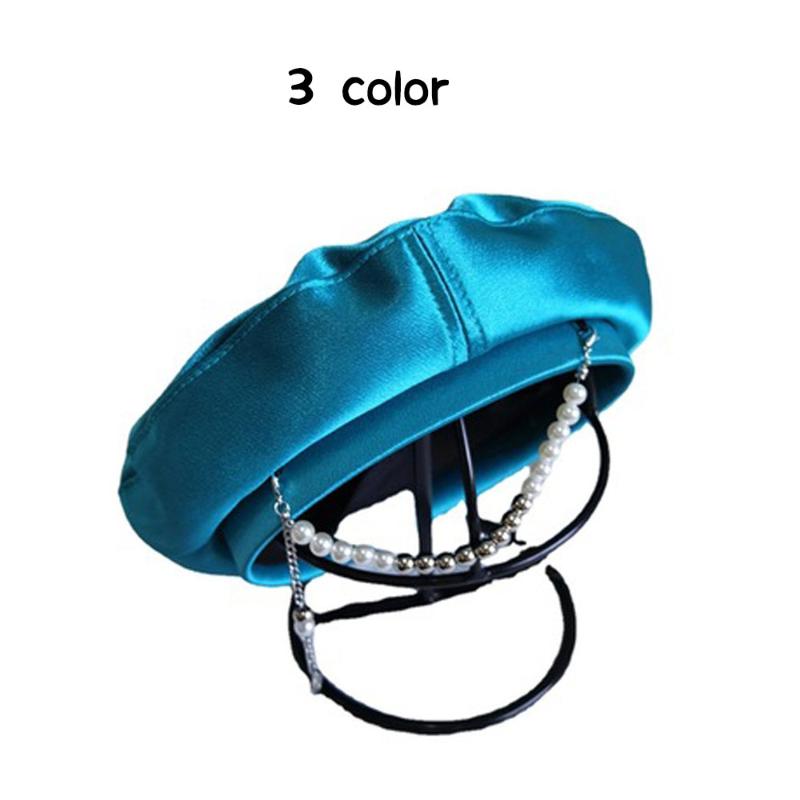 

Berets Casual Spring Summer Hat With Chain Women Pearl Caps Visors Leather Herringbone Cap Duckbill Ivy