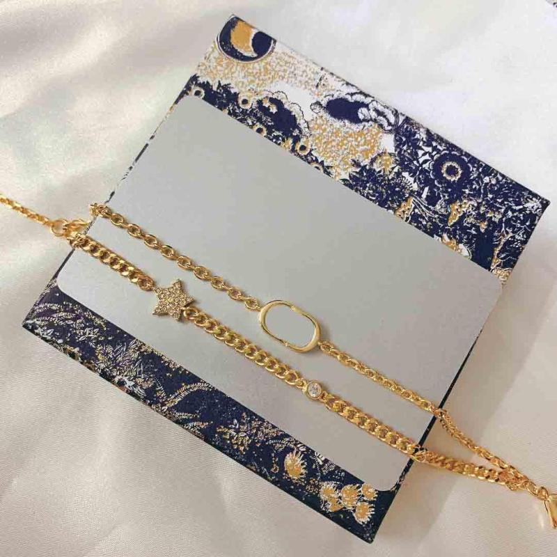 

Beaded, Strands Luxurys 2021 Fashion Designers Women Link Chain Double-layer Five Pointed Star Bracelet Exquisite Workmanship, Leisure And V