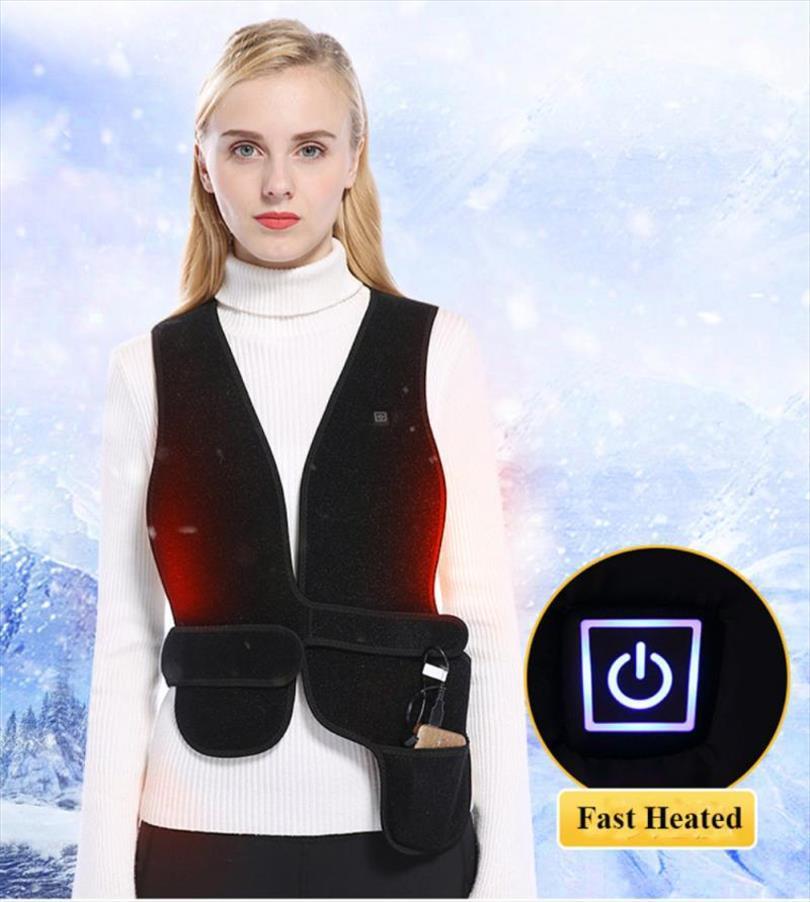 

outdoor heated vest men women usb infrared heating jacket winter flexible electric thermal clothing waistcoat fishing hiking, White;black