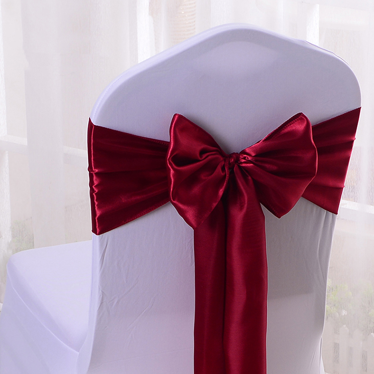 

Silk Satin Ribbon Bow Chair Sashes For Banquet Chair Wedding Party Decoration Chair Band Romantic Formal Occasion Wedding Supplies, Customize