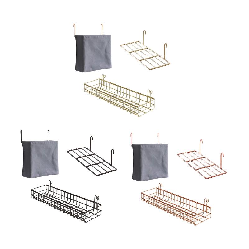 

2021 3 Pcs Storage Rack Wall Grid Panel Basket Hanging Bag Display Shelf with Hooks Wall Organizer and Storage Shelf for Home Su