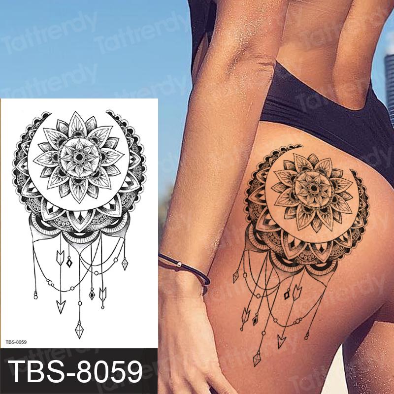 

Temporary Tattoos Legging Stockings Tattoo Black Henna Lace Sexy For Women Girls Flower Rose Peony Mandala Stickers