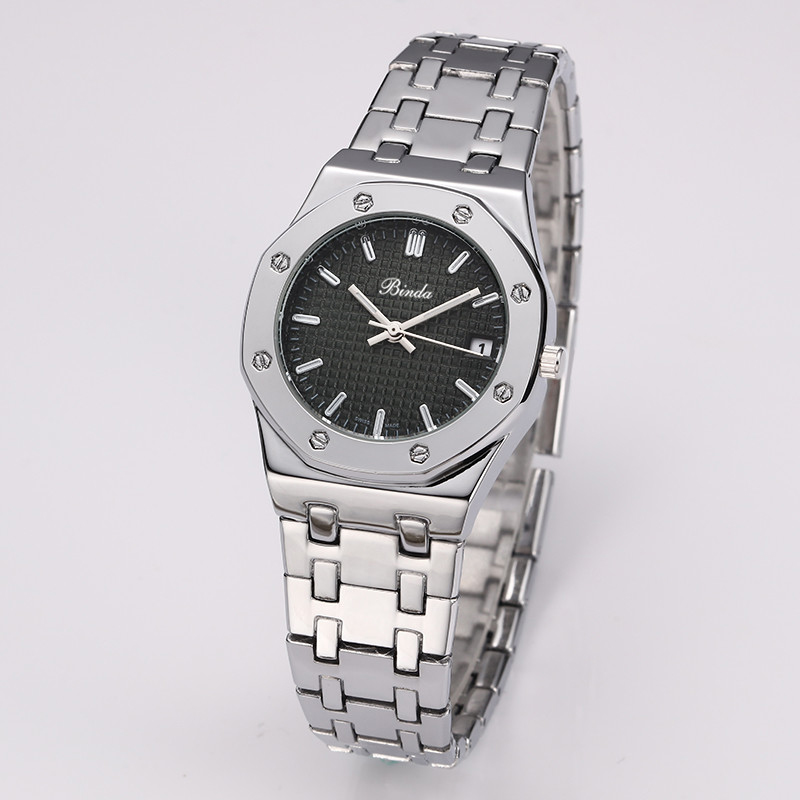 

Benta genuine fully automatic quartz watch, pure steel strap, luminous fashion trend, waterproof steel band business mens Watch, Slivery;brown