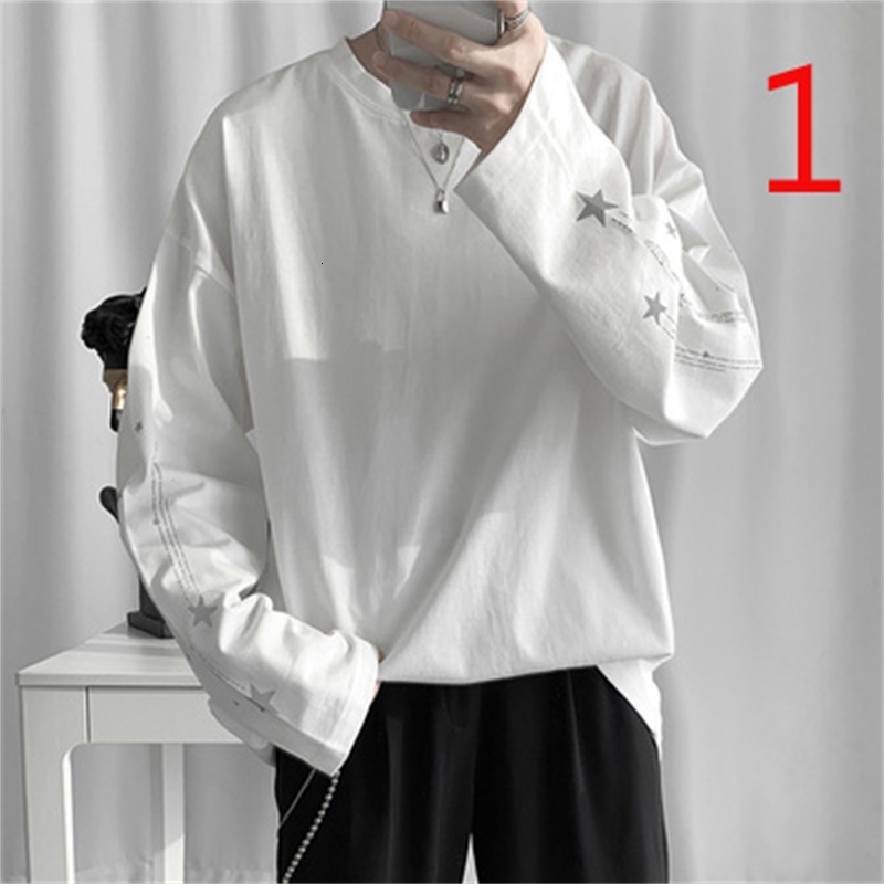 

2021 New Autumn Printed Long-sleeved T-shirt Men's Trend Korean Version of the Wild Casual Bottoming Shirt 2eqv