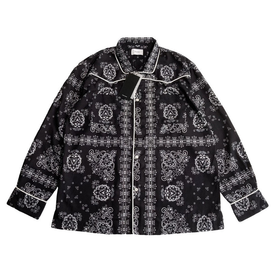 

2021 New Long Sleeve Rhude Shirt Men Women 1:1 Best Quality Casual Oversize Cashew Flower Buttoned Shirts Aehj