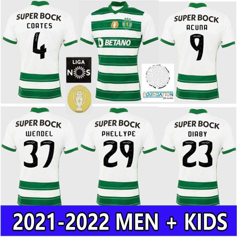 

Sporting CP 21 22 Lisboa soccer jerseys home away Lisbon vietto COATES ACUNA PHELLYPE maillots de foot 2021 2022 JOVANE TABATA football shirt men kids kit camesitas, 21-22 home +patch