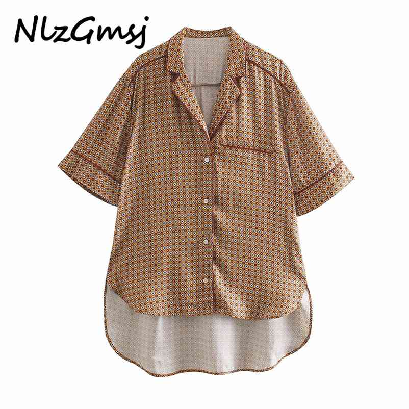 

Blouse Women Arrival Pajama Style Print Blouses Casual Blusas Short Sleeve Tops 210628, As picture