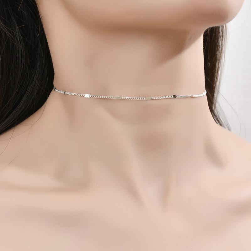

Chains Fashion Simple Summer Metal Chain Choker Necklace For Women Flower Copper Piece Jewelry Handmade Party Gift