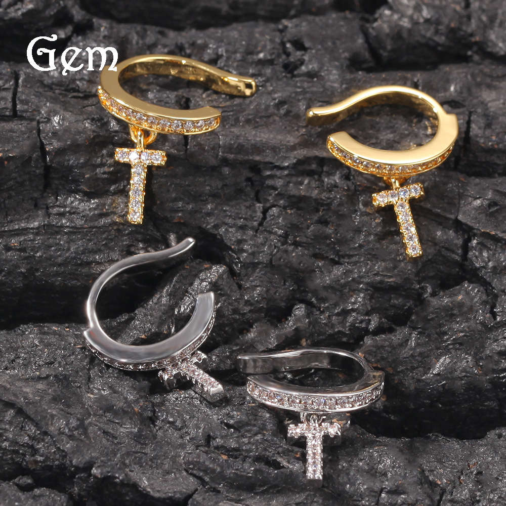 

Ins zircon cross hip hop ear clip