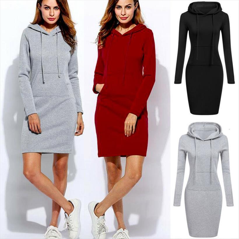 

fashion casual style womens dress hooded hoodie long sleeve sweater pocket bodycon tunic top, Black;gray