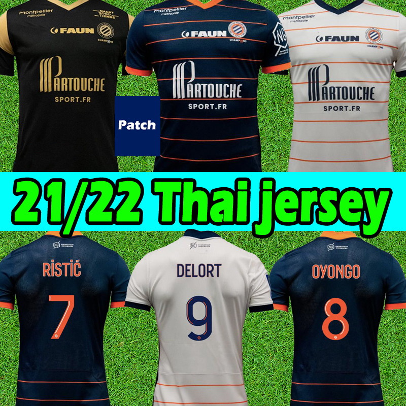

21/22 Montpellier HSC soccer jerseys LABORDE DELORT maillot de foot MAVIDIDI MOLLET SAVANIER CONGRE 2021 2022 Men football shirts jersey Uniforms top, 21 22 home patch