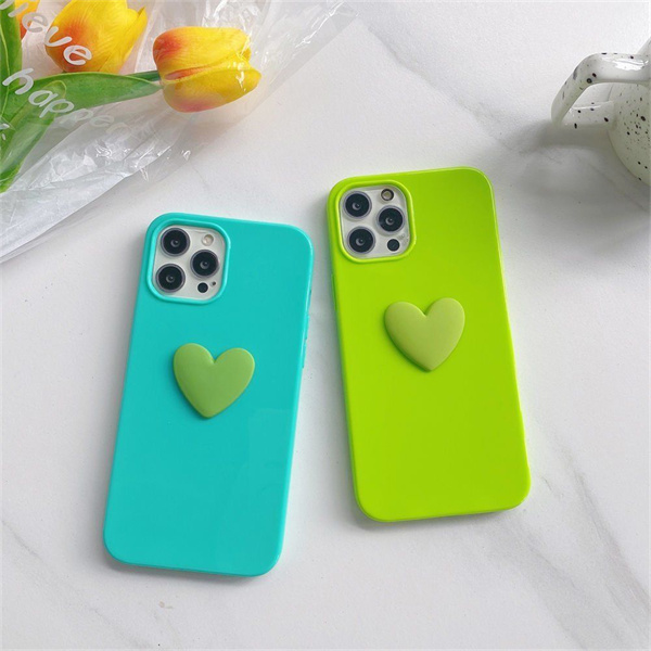 

Cell Phone heart Cases For iphone 11 XR XS 12 pro max 13 Accessories Love Protection Fitted Case candy color, Green