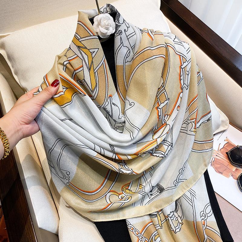 

Scarves 2021 Autumn And Winter Cotton Scarf Women Hijab Shawls Wraps Pattern Fashion Long Beach Stoles Warm