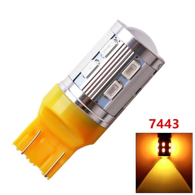 

Car Headlights 20pcs 7443 7440 LED Bulbs 12 SMD 5730 W21/5W 5W High Power XPE Lamp Light Source Parking Yellow Amber
