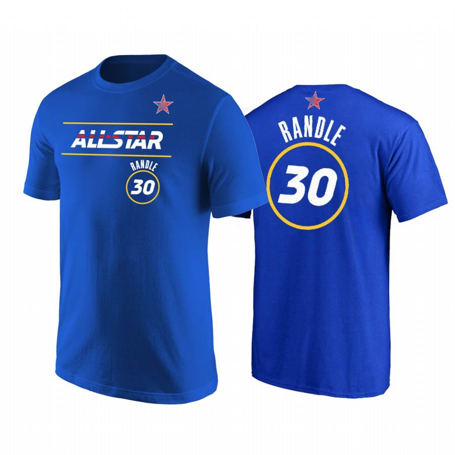 

2021 All-Star Julius Randle T-Shirt Blue Eastern Gold Conference New York Knicks Men Basketball Uniform, Black;red