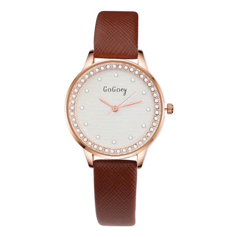 

Wristwatches Women Watches Luxury Watch Fashion Leather Band Big Dial Clock Relogio Feminino Bayan Kol Saati, Brown