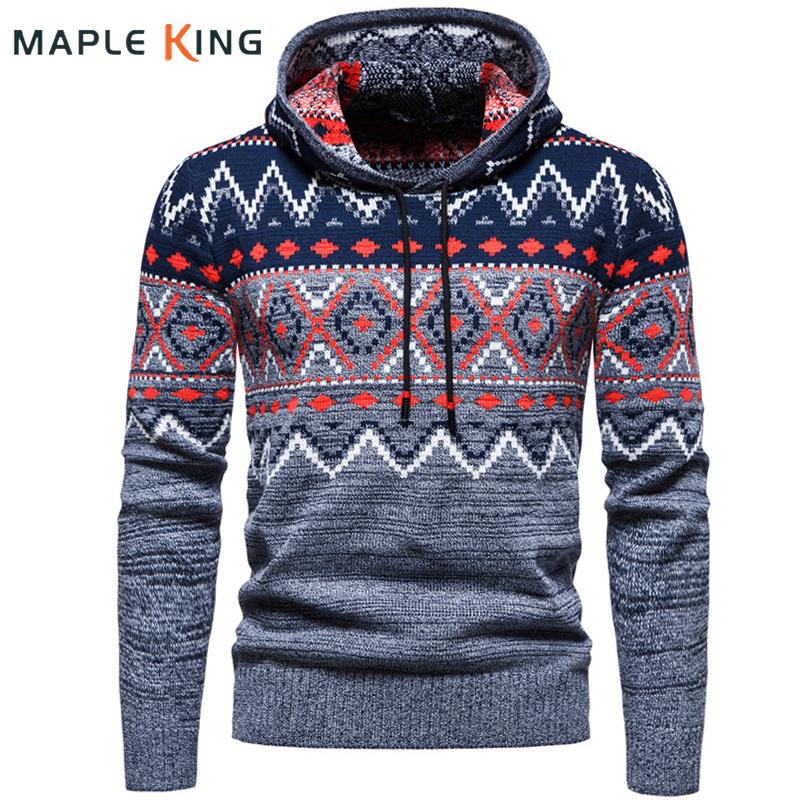 

Men's Sweaters Winter Sweater For Mens Hooded Plaid Jacquard Pullovers Pull Homme 2022 Men Vintage Christmas Jersey Hombre Streetwear, White;black