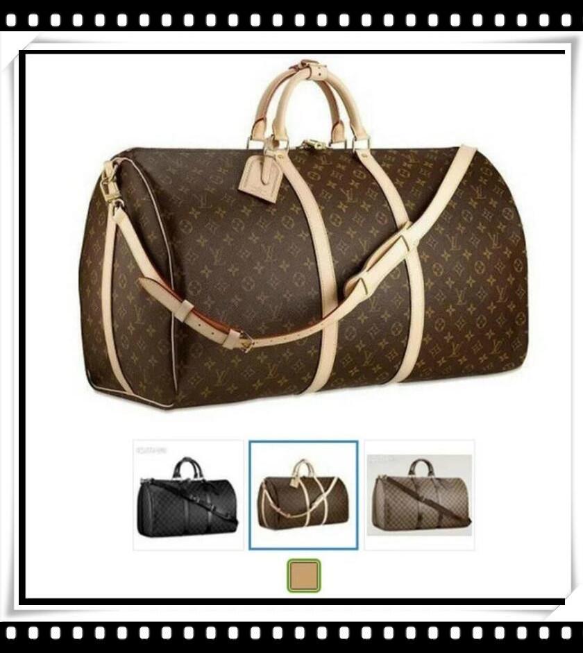 

Casual Men's Duffel Backpack Outdoor Travel Bag leather Messenger Bags women Luggage bags 55cm lady ha LV LOUIS VITTON, Red;black
