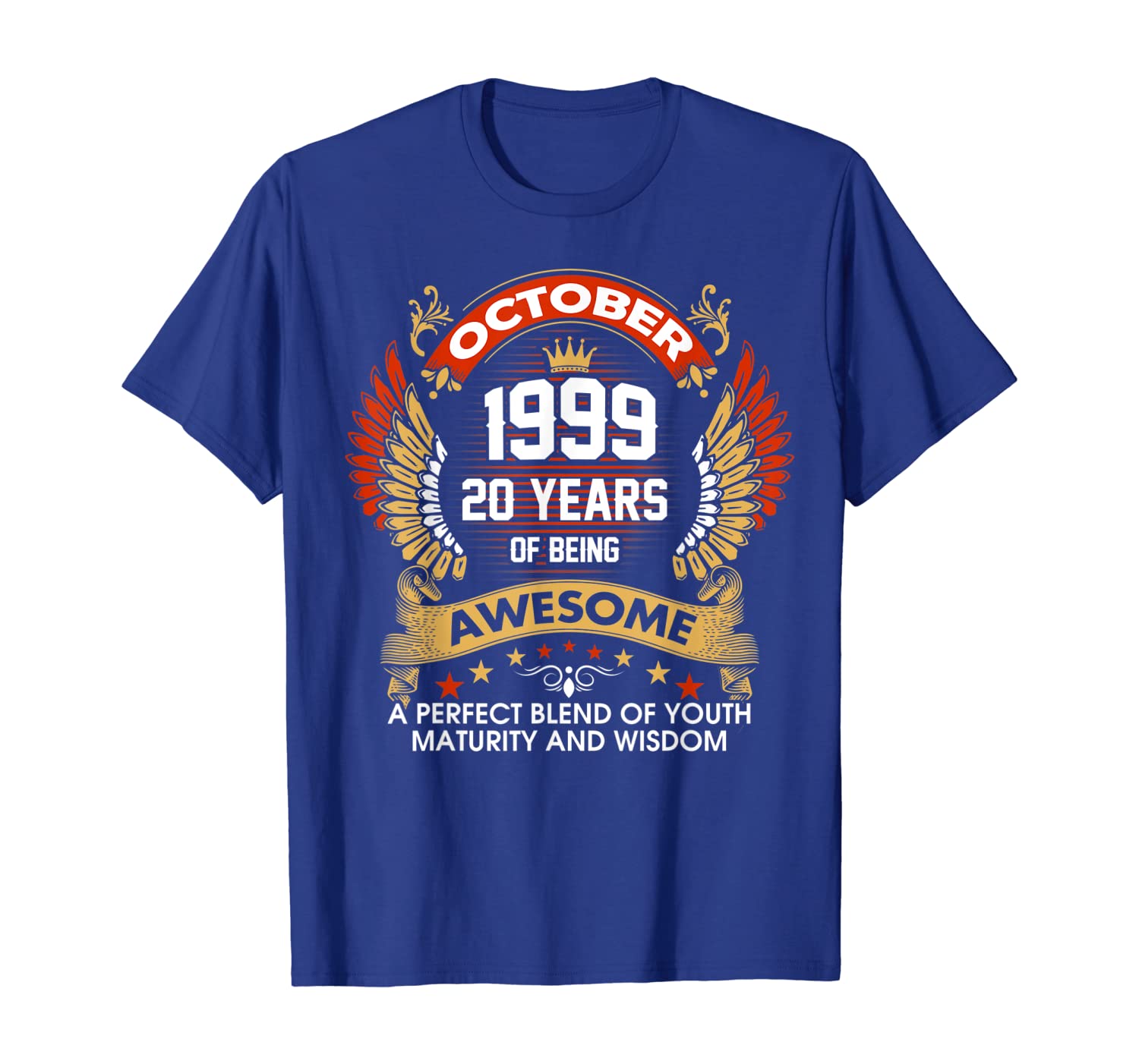 

Made In OCTOBER 1999 20 Years Of Being Awesome T-Shirt, White;black