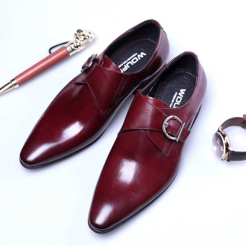 

Shoes Designer Formal Monk Strap Men Oxford Shoes For Men Italian Mens Dress Shoes Calzado Hombre Erkek Ayakkabi Sapato Masculino, Burgundy