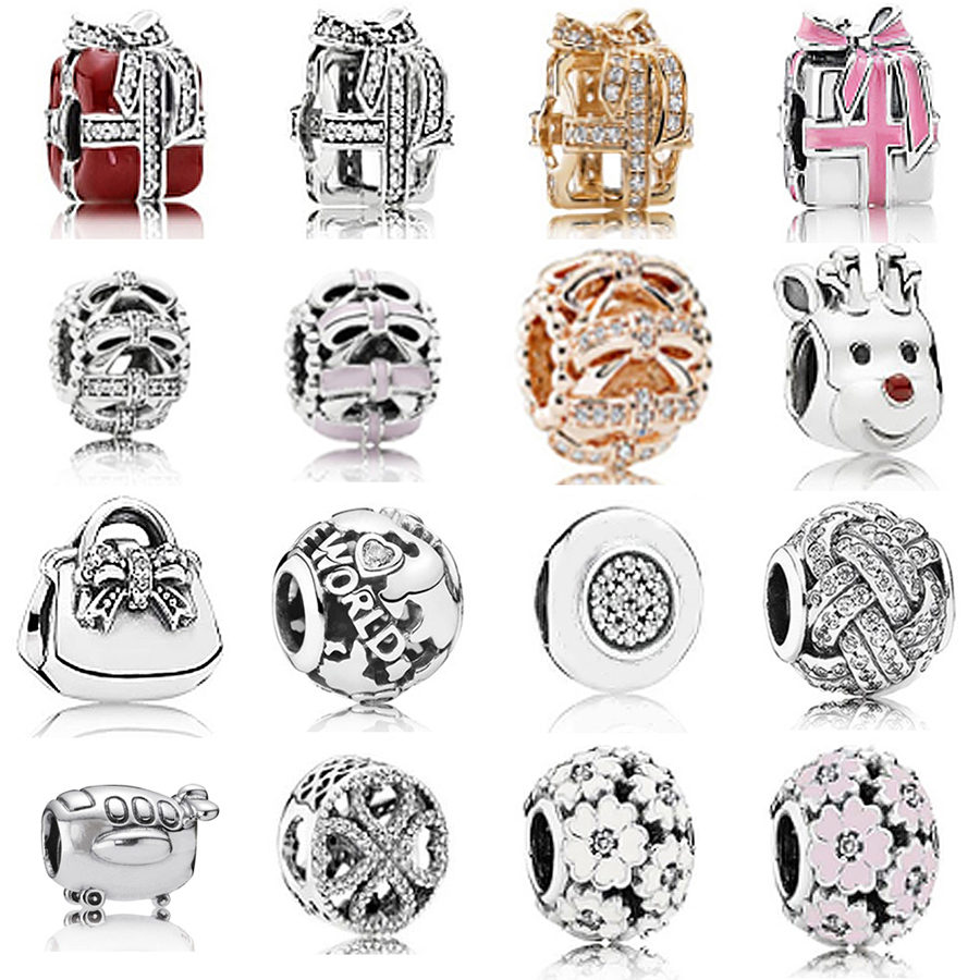 

NEW 2021 100% 925 Sterling Silver Bag Airplane Flowers charm Fit DIY Original Bracelet Fshion Jewelry Gift