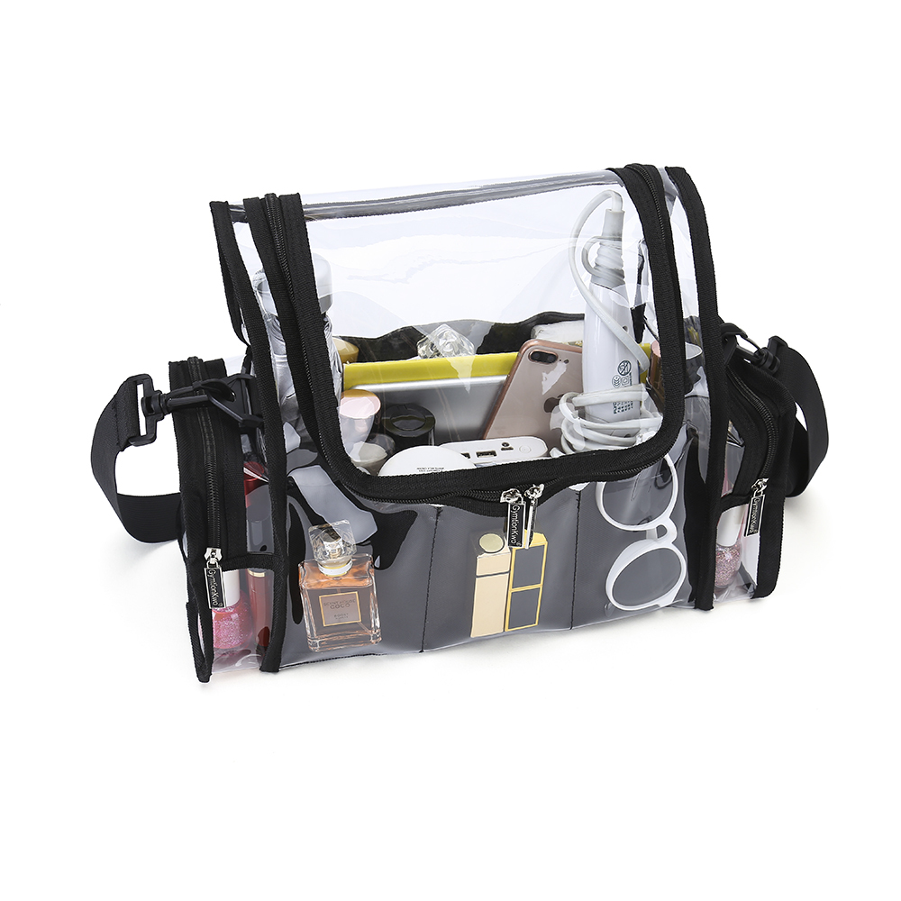 

Clear makeup set bag PVC toiletry organizer shoulder bag for artist available for custom 210305, Dark grey