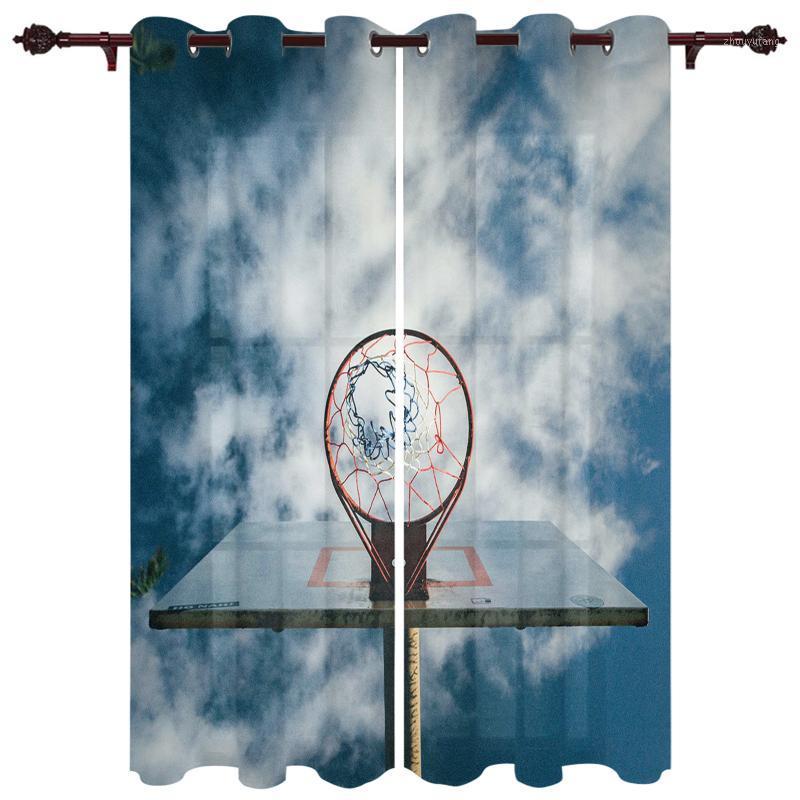 

Nice Translucent Curtains With Blue Sky And White Clouds Pattern For Living Room Kitchen Bedroom Decoration Windows Curtain & Drapes