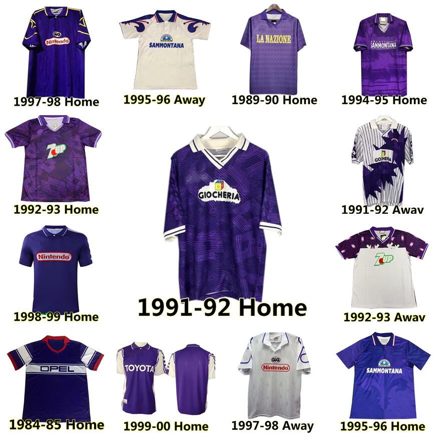 

BATISTUTA 1998 1999 Fiorentina Retro Soccer Jerseys BIGICA RUI COSTA 98 99 Home Football Shirt 2000 Camisas de Futebol 84 89 90 91 92 93 94 95 96 97 Classic Vintage Jersey, 1991-92 home