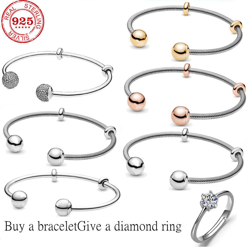 

Authentic 100% 925 sterling silver pan bracelet fit original bangle charm snake bracelet for woman high quality classic jewelry