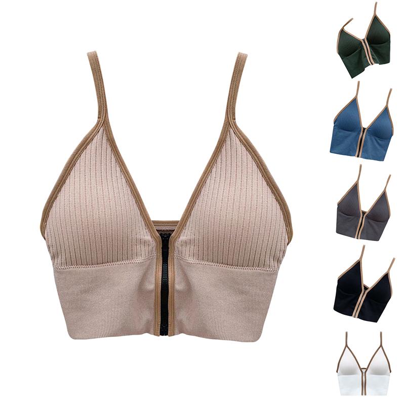 

Yoga Outfit Women Striped Crop Tops Slim Fit Strap Tanke Top Built In Bra Off Shoulder Sleeveless Versatile Camisole