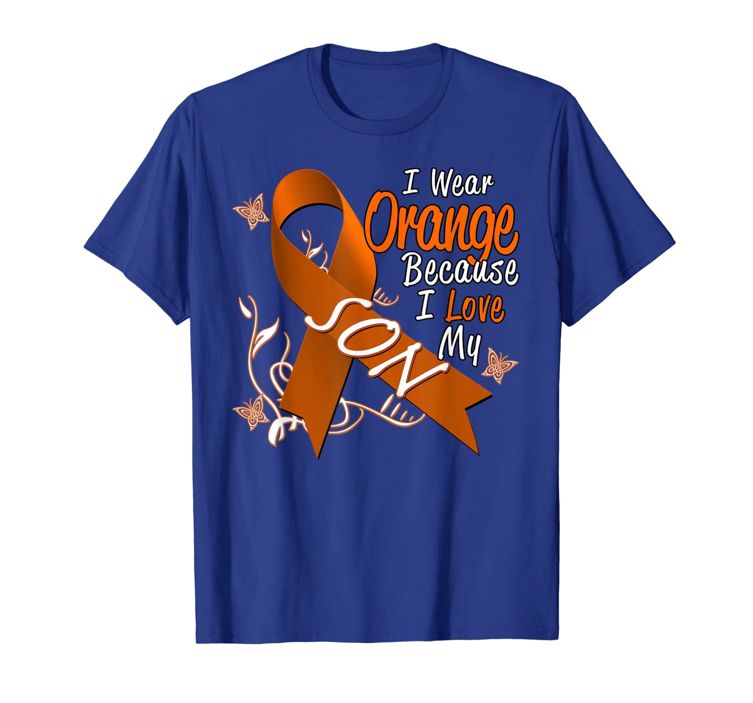 

I Wear Orange Son Leukemia Cancer Awareness Shirt, White;black