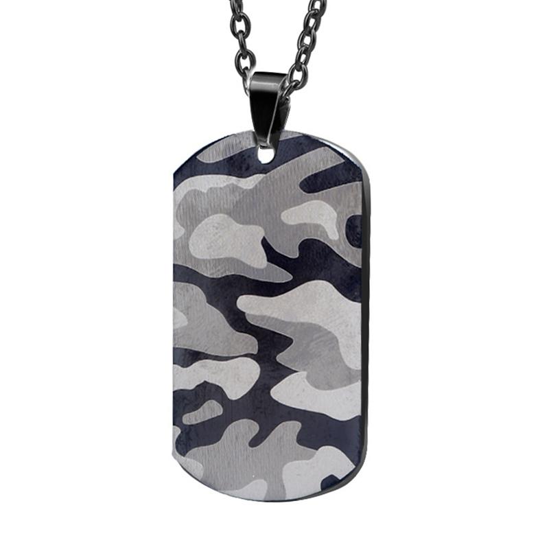Pendant Necklaces Cool Camouflage Dog Tag Necklace For Men Stainless Steel Soldier Army Male Collar Jewelry-image-708487272