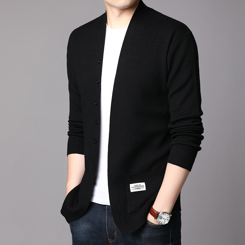 

2021 New Fashion Mens Cardigan Jackets Coats Streetwear Trend Windbreaker Autumn Overcoat Casual Sweater Jacket Men Clothing Black Fuxw, Grey
